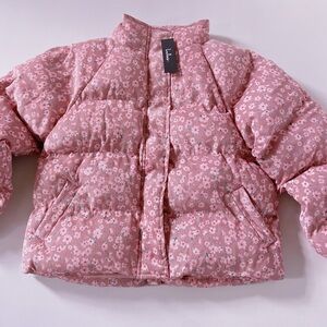 Lulu's Pink Floral  Puffer Jacket 🩷 Winter coat pink with flowers